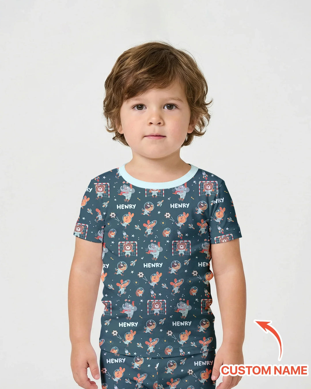 Zweiteiliges Pyjama-Set mit kurzen Ärmeln und Shorts im Sommer-Design