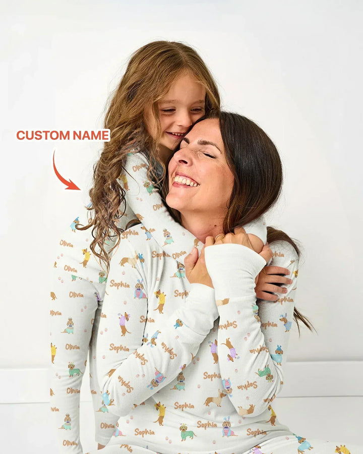 Zweiteiliges Langarm-Pyjama-Set mit Sommerfrüchten