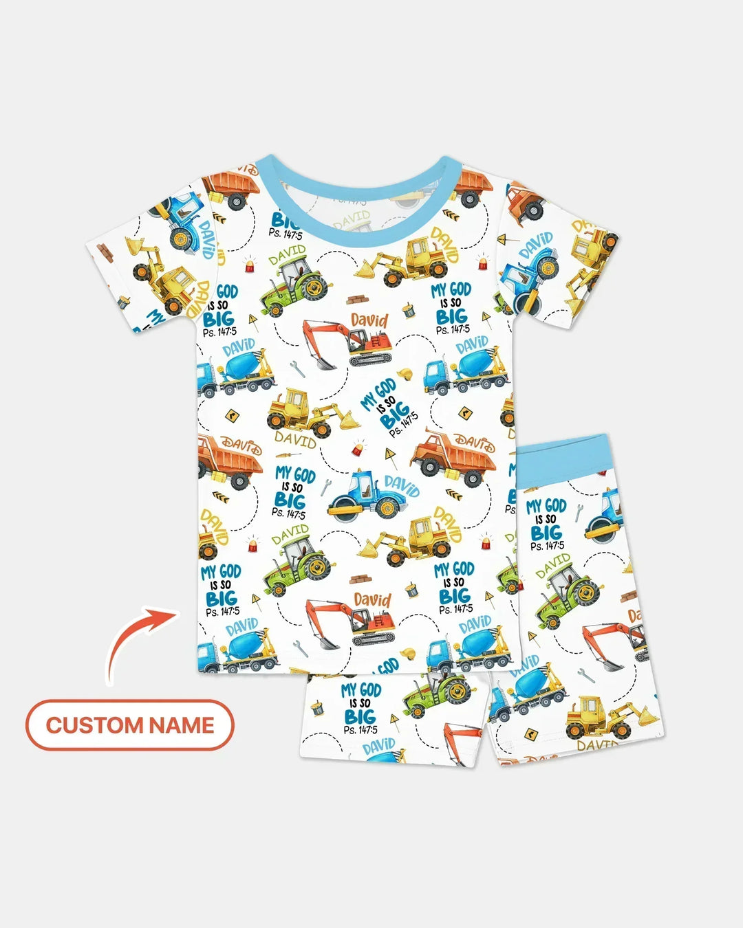 My God Is So Big Custom Name Bamboo Two Piece Short Sleeve Shorts Pajama Set