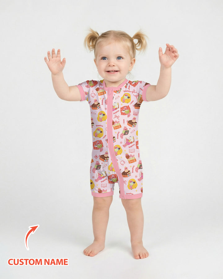 Little Book Worm Family Matching Bamboo Shorty Zippy