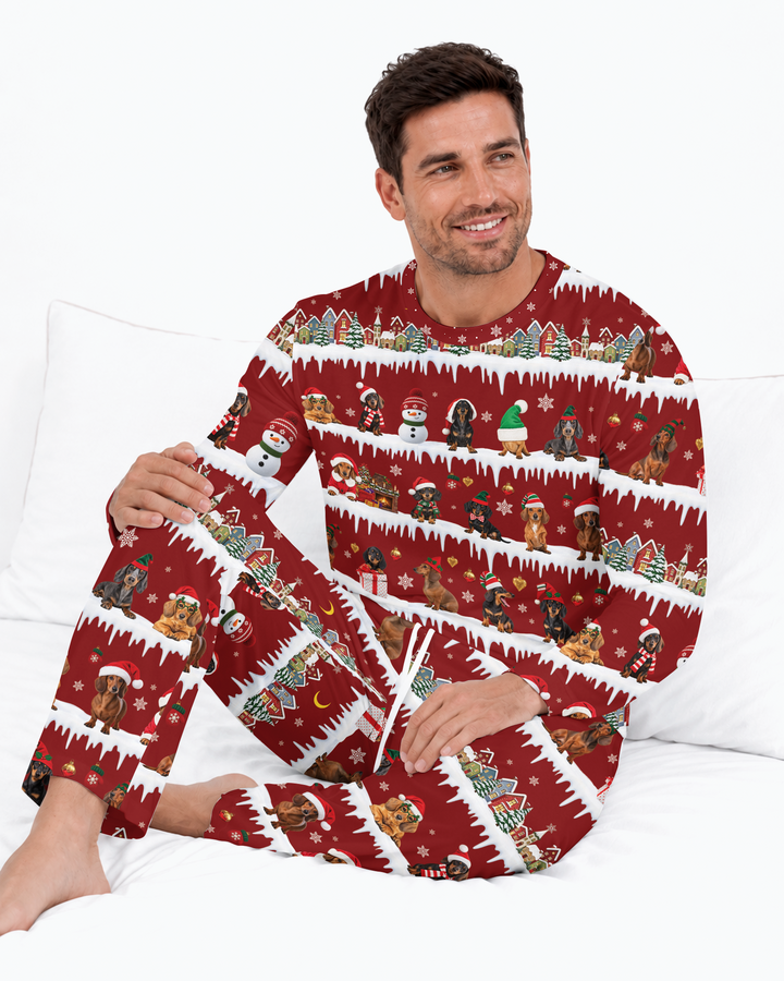 Dachshund Through The Snow Bamboo Men's Pajama Set