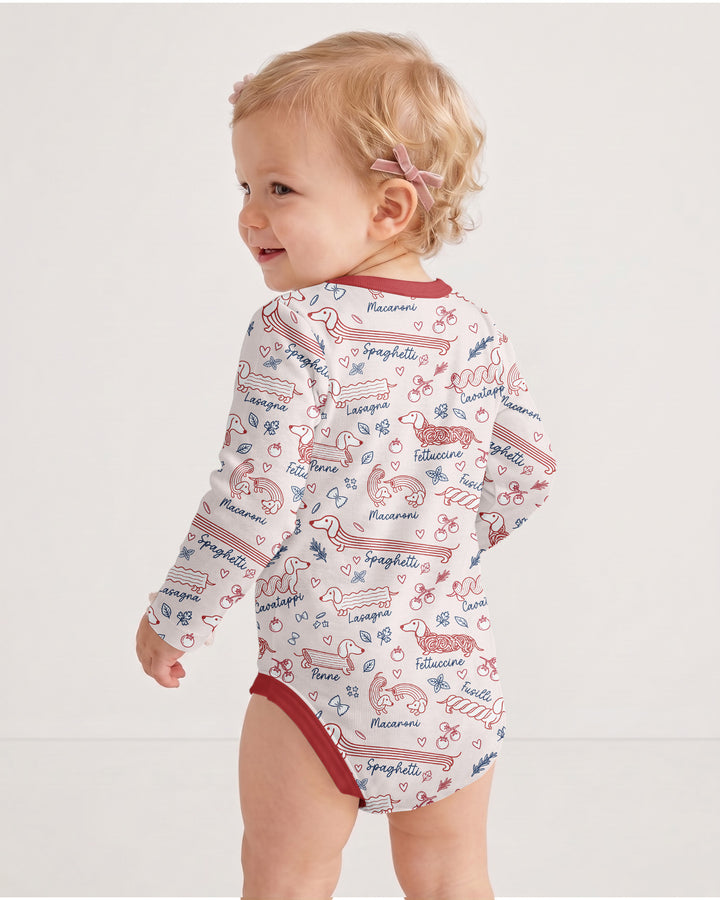 Funny Dachshund Pasta Pups Bamboo Bodysuit