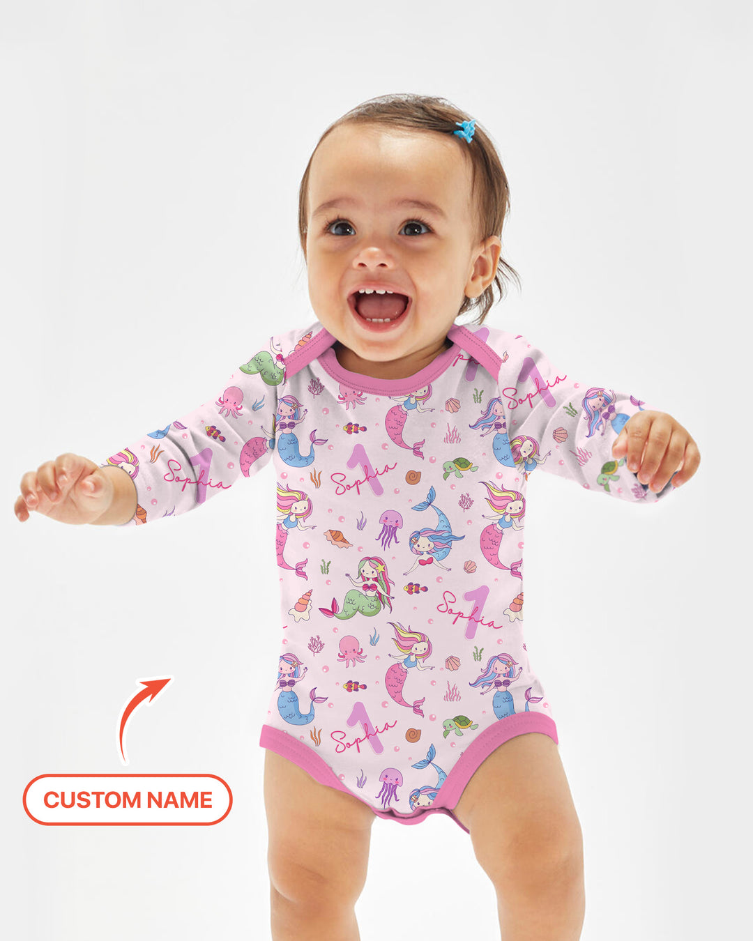 Custom Name Birthday Mermaid Wild One Bamboo Bodysuit