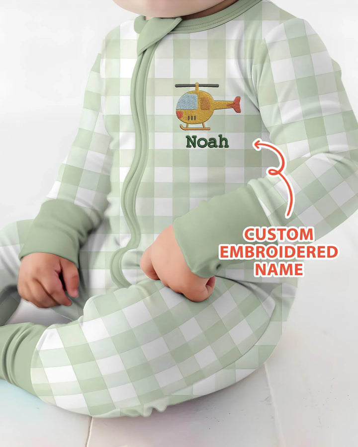 Personalized Embroidered Baby Boy Bamboo Convertible Zippy