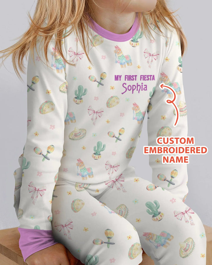 Zweiteiliges Langarm-Pyjama-Set mit Sommerfrüchten