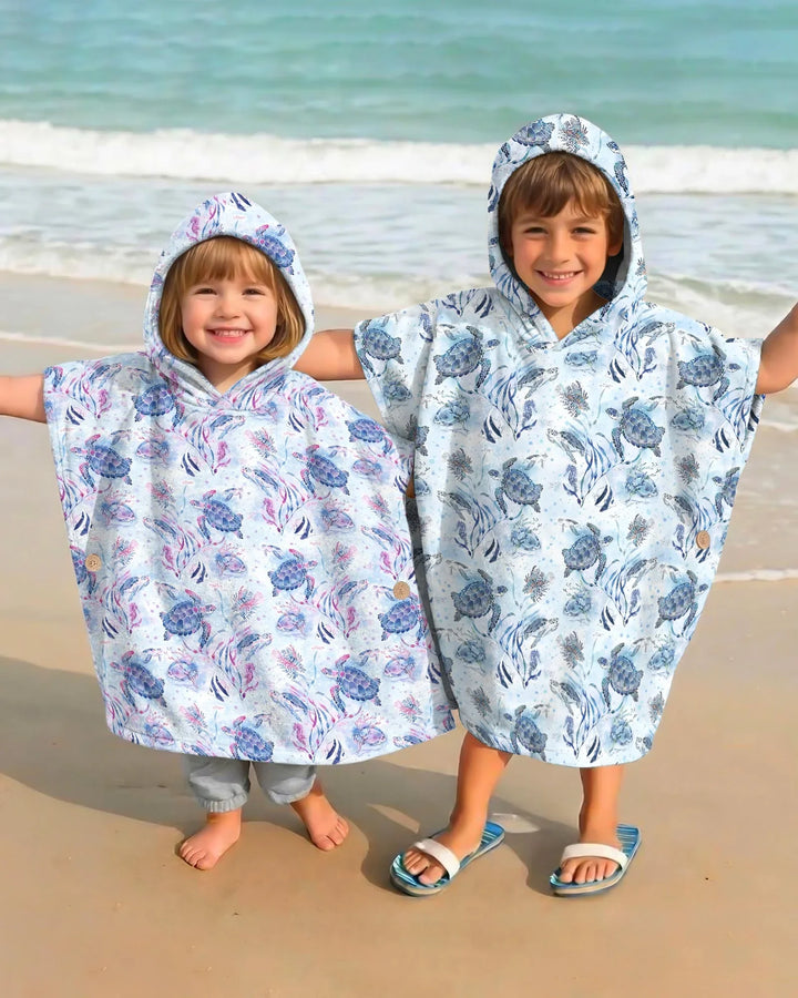 Little Turtles Familie passende Bambus-Bade-Ponchos