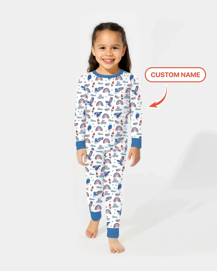 Zweiteiliges Langarm-Pyjama-Set mit Sommerfrüchten