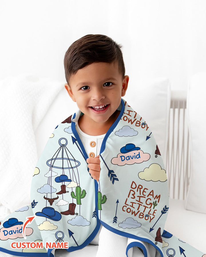 Litlle Cowboy Sis Bro Matching Bamboo Blanket