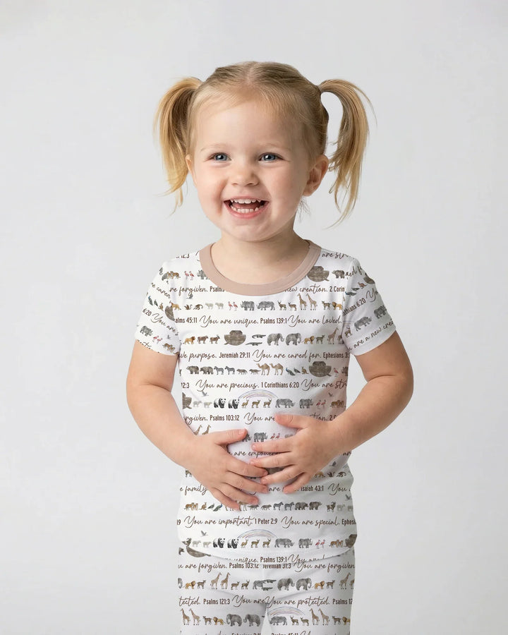 Biblical Noah's Ark Bamboo Two Piece Short Sleeve Pajama Set
