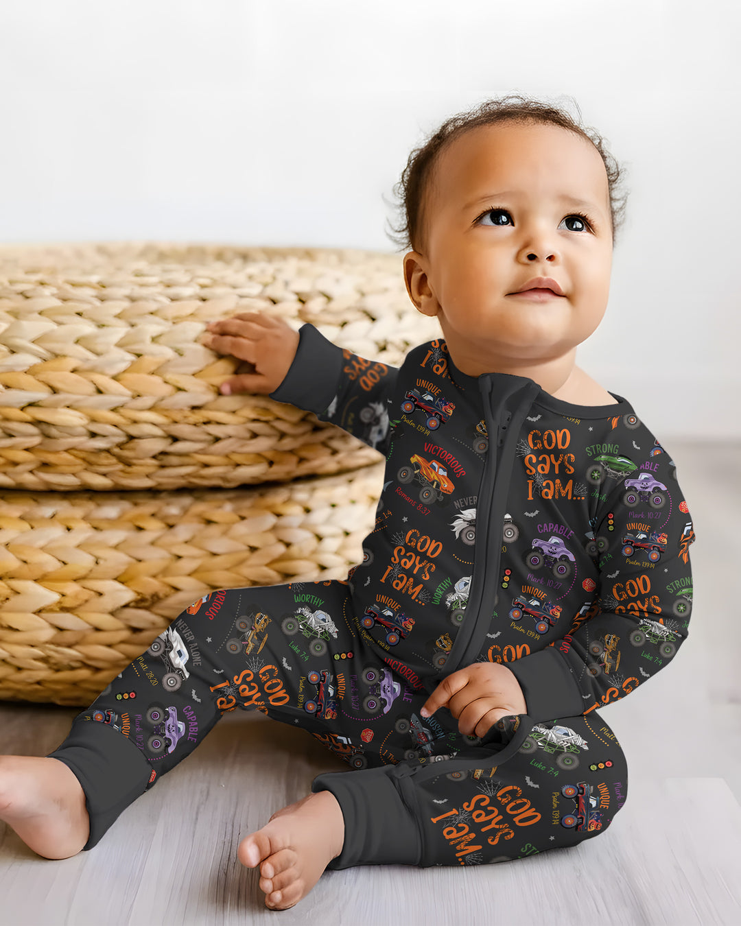 God Says I Am BOY Halloween Monster Truck  Bamboo Convertible Zippy