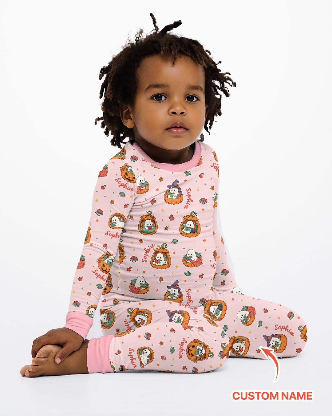 Bookish Boo Ghost Pumpkin Bamboo Two Piece Long Sleeve Pajama Set