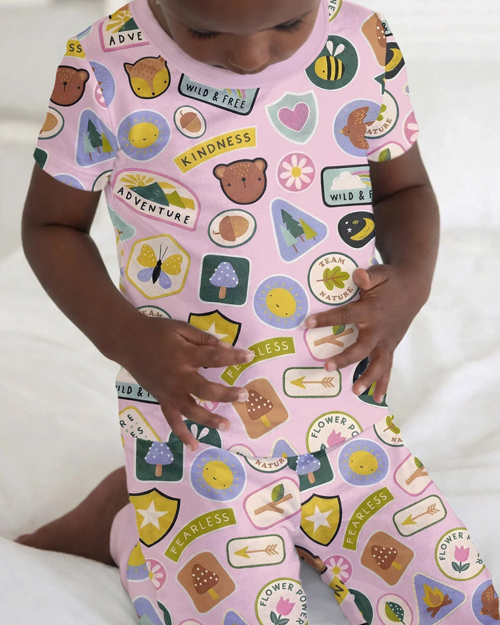 Zweiteiliges, kurzärmliges Pyjama-Set mit Marienkäfern