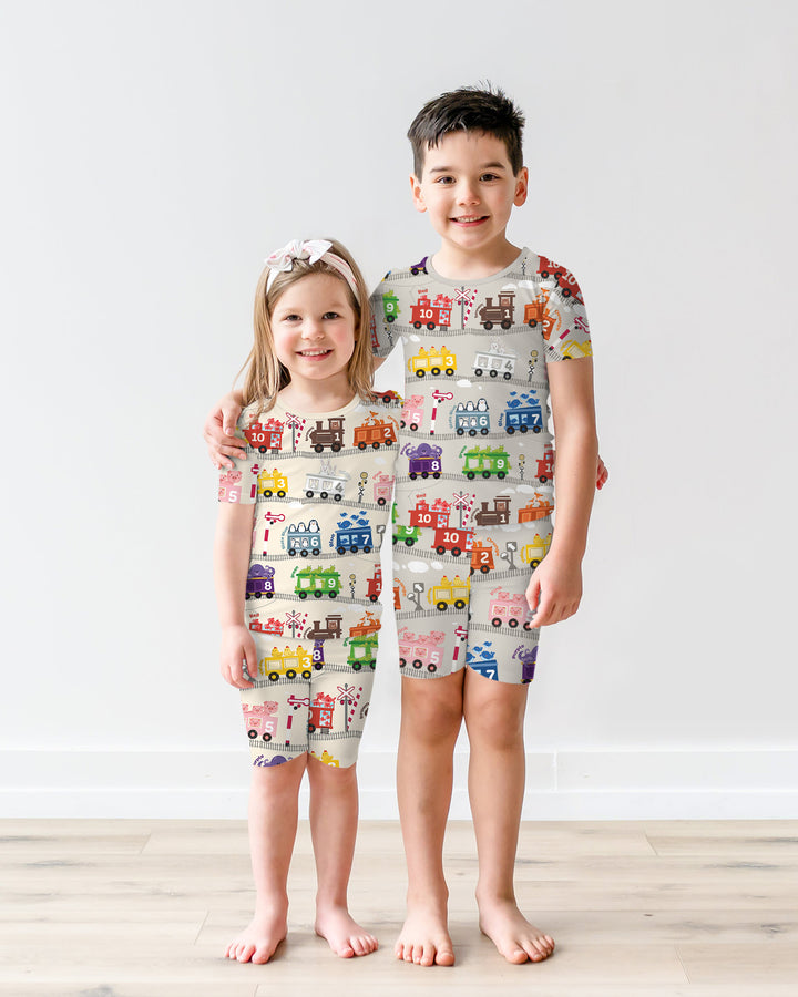 Color Train Bamboo Two Piece Short Sleeve Shorts Pajama Set