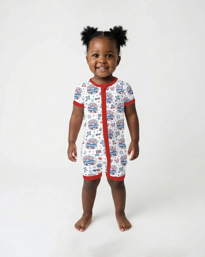 One Nation Under God Family Matching Bamboo Shorty Zippy