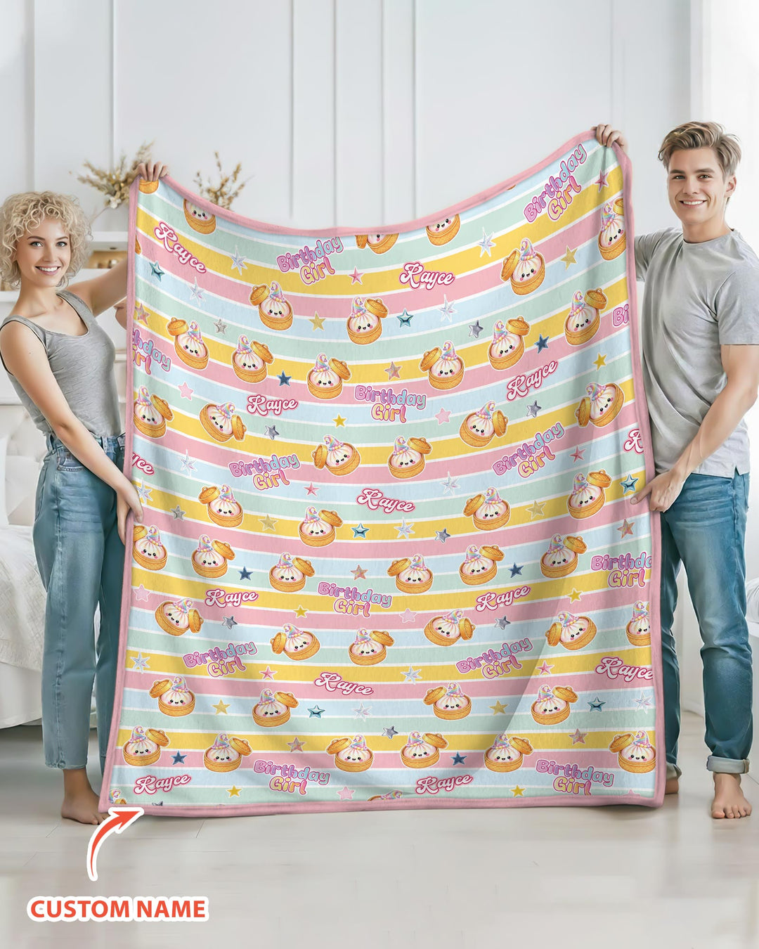 Custom Dumpling Birthday Girl Bamboo Blanket
