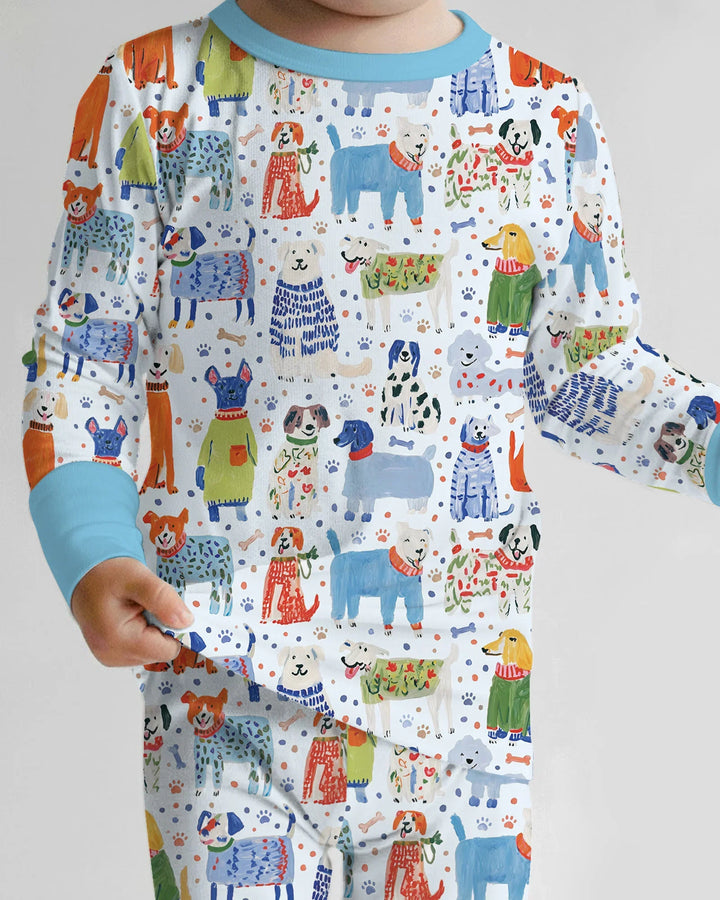 Whimsical Puppy Bamboo Two Piece Long Sleeve Pajama Set
