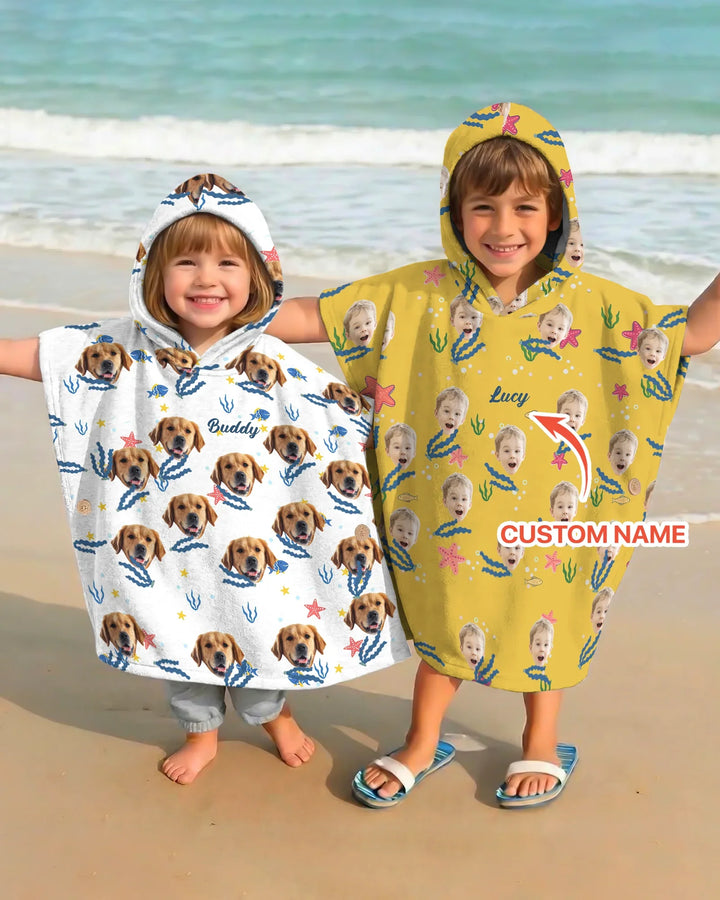 Individueller Foto-Bambus-Schwimmponcho „Wir brauchen alle Vitamin See“