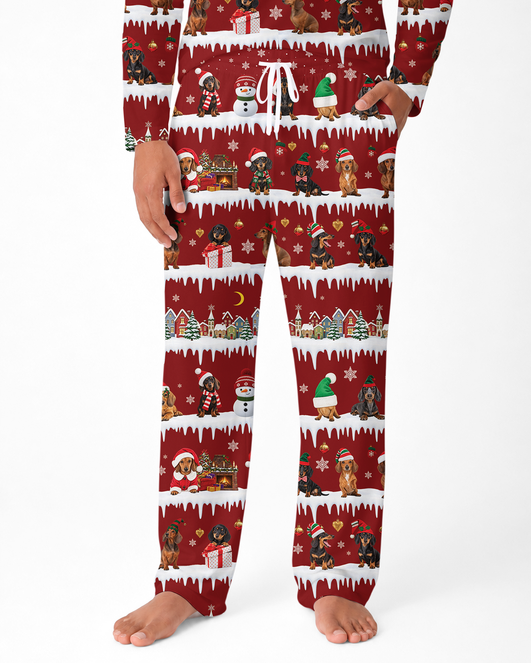 Dachshund Through The Snow Bamboo Men's Pajama Set