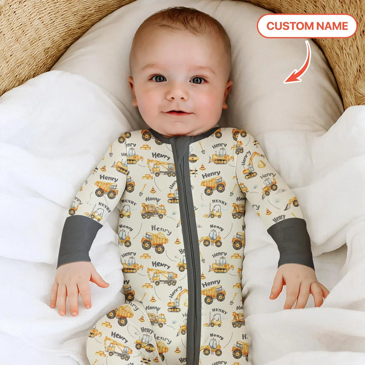 Constructions Machines Custom Name Bamboo Convertible Zippy