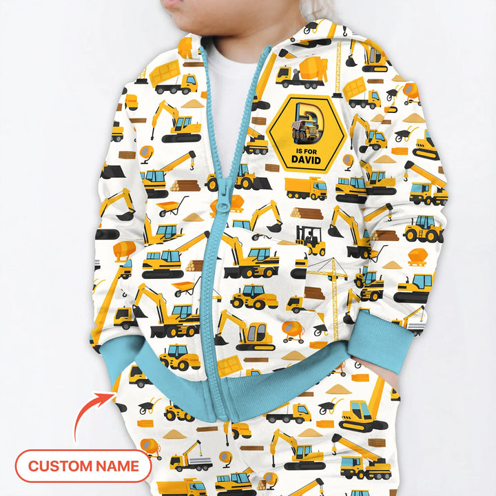 Personalisierter Kapuzenpullover mit Reißverschluss aus Bambus mit Namensinitialen
