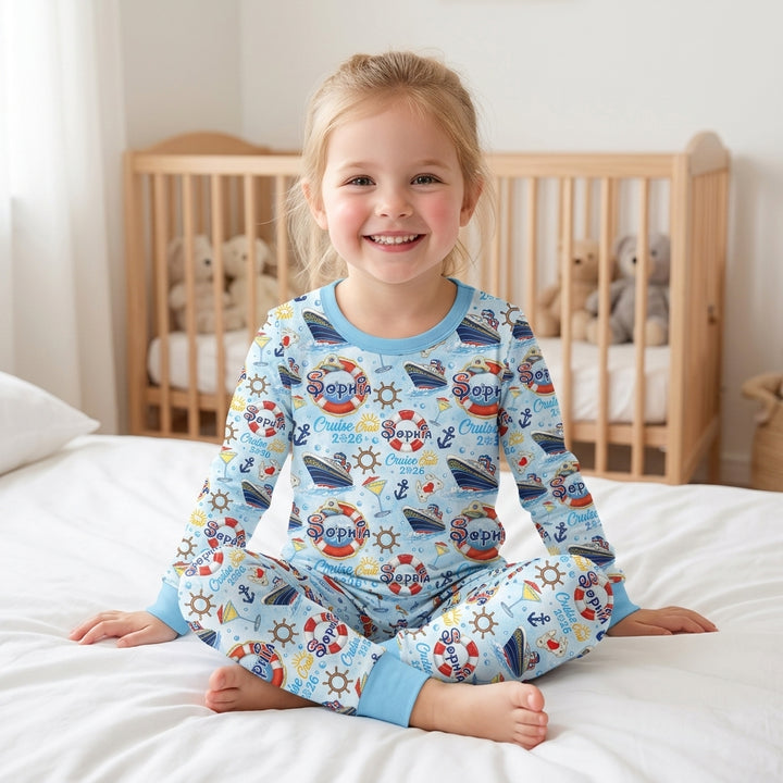 Custom Name Cruise Crew 2026 Bamboo Two Piece Long Sleeve Pajama Set