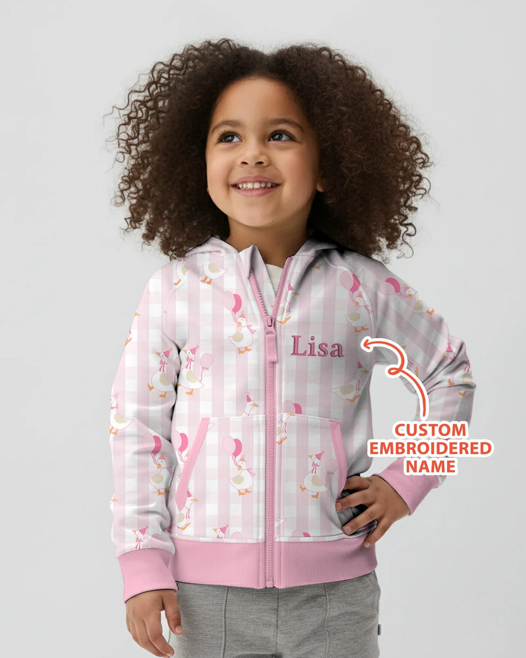 Personalisierter bestickter Geburtstag Baby Bambus Kapuzenpullover mit Reißverschluss