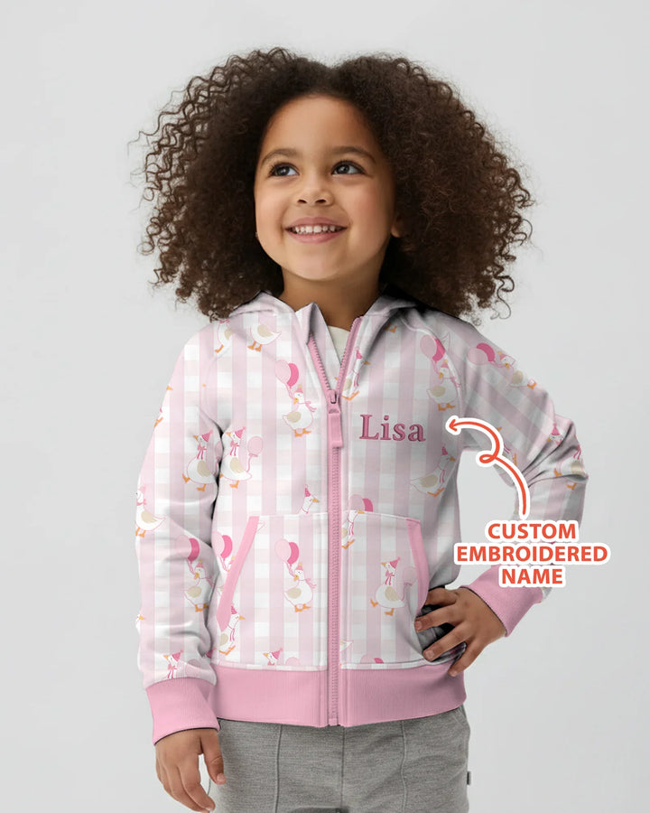 Personalisierter bestickter Geburtstag Baby Bambus Kapuzenpullover mit Reißverschluss