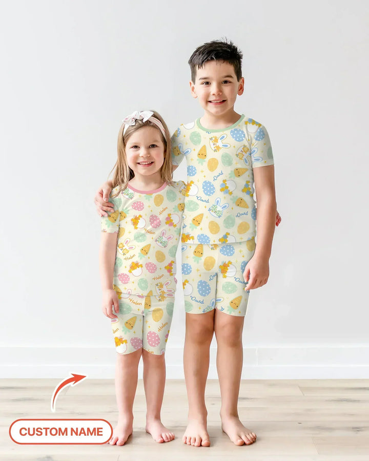 Zweiteiliges Pyjama-Set mit kurzen Ärmeln und Shorts im Sommer-Design