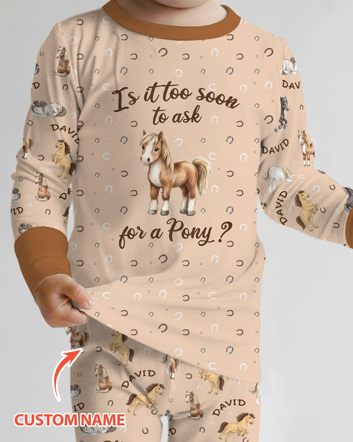 Custom Name Is It Too Soon to Ask for a Pony Bamboo Two Piece Long Sleeve Pajama Set