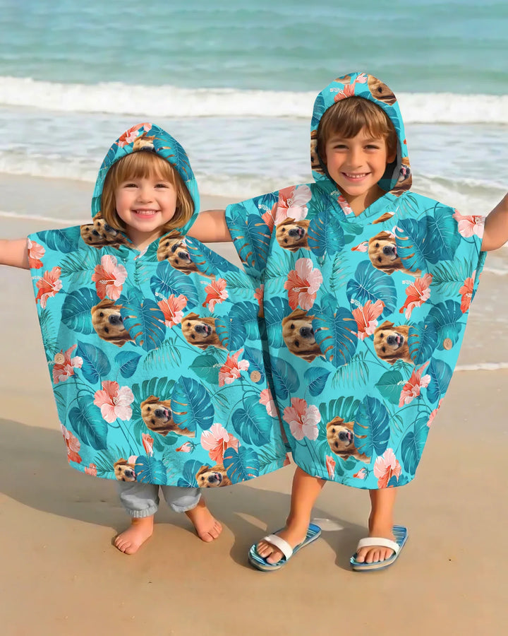 Hawaiianischer Badeponcho für Hunde aus Bambus mit individuellem Foto
