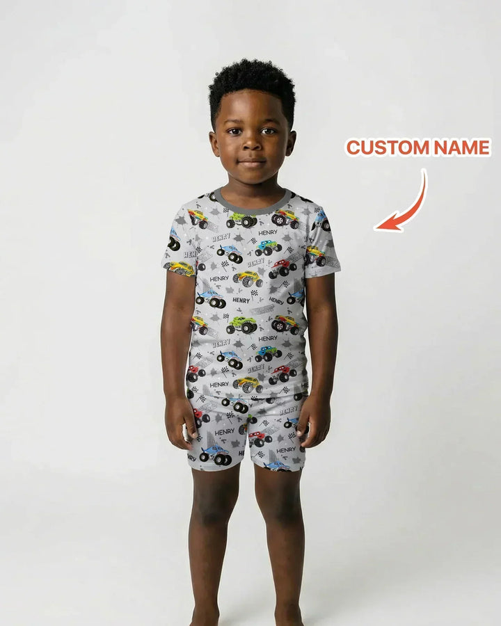 Zweiteiliges Pyjama-Set mit kurzen Ärmeln und Shorts im Sommer-Design