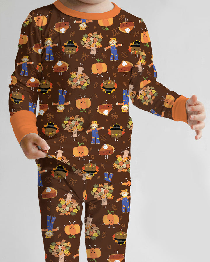 Zweiteiliges Langarm-Pyjama-Set mit Sommerfrüchten