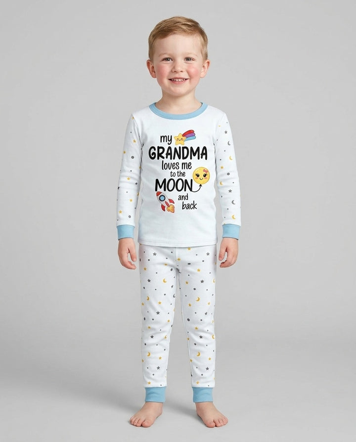 My Grandma Loves Me To The Moon And Back Bamboo Two Piece Long Sleeve Pajama Set