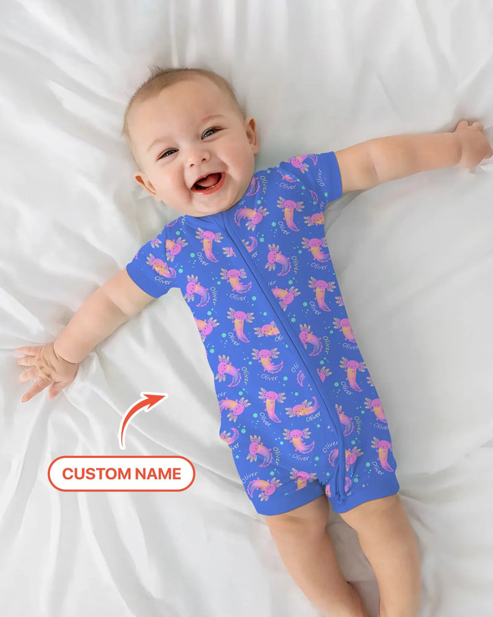 Axolotl Glow Custom Name Bamboo Shorty Zippy