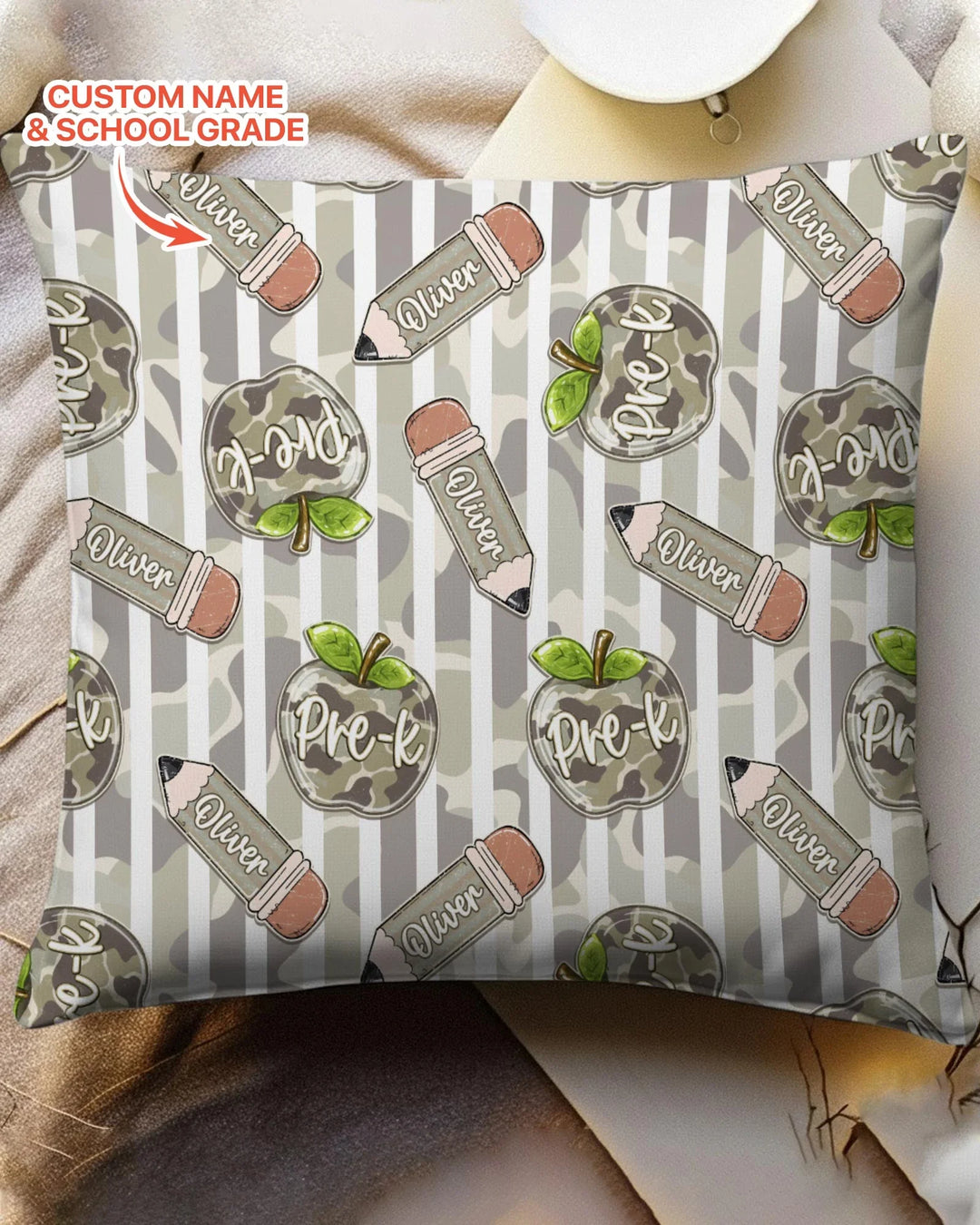 Custom Name Camo Apple Days Bamboo Pillow Case