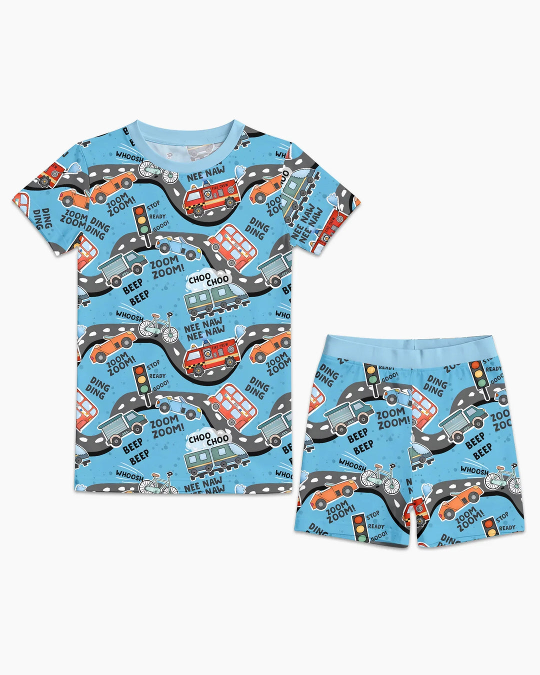 Zoom Zoom Beep Beep Bamboo Two Piece Short Sleeve Shorts Pajama Set