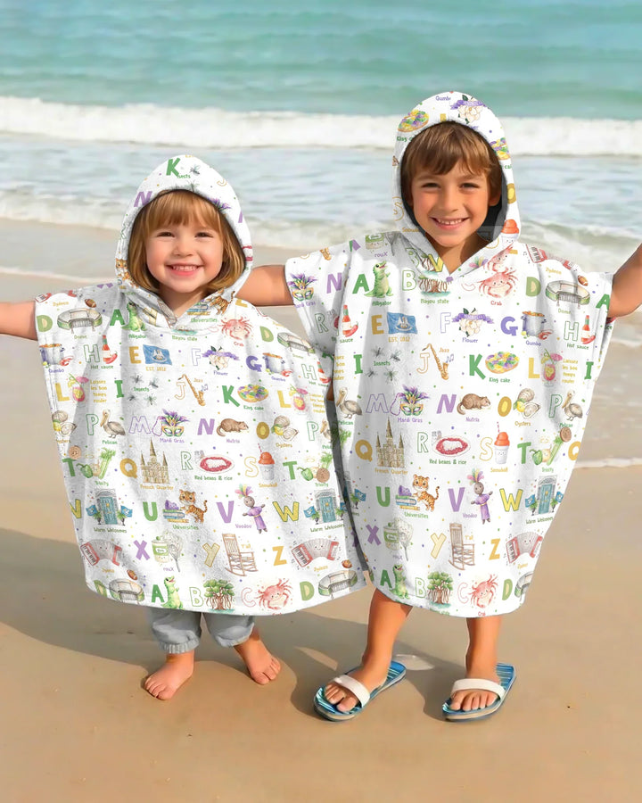 Alphabet of Lousiana Bamboo Swim Poncho