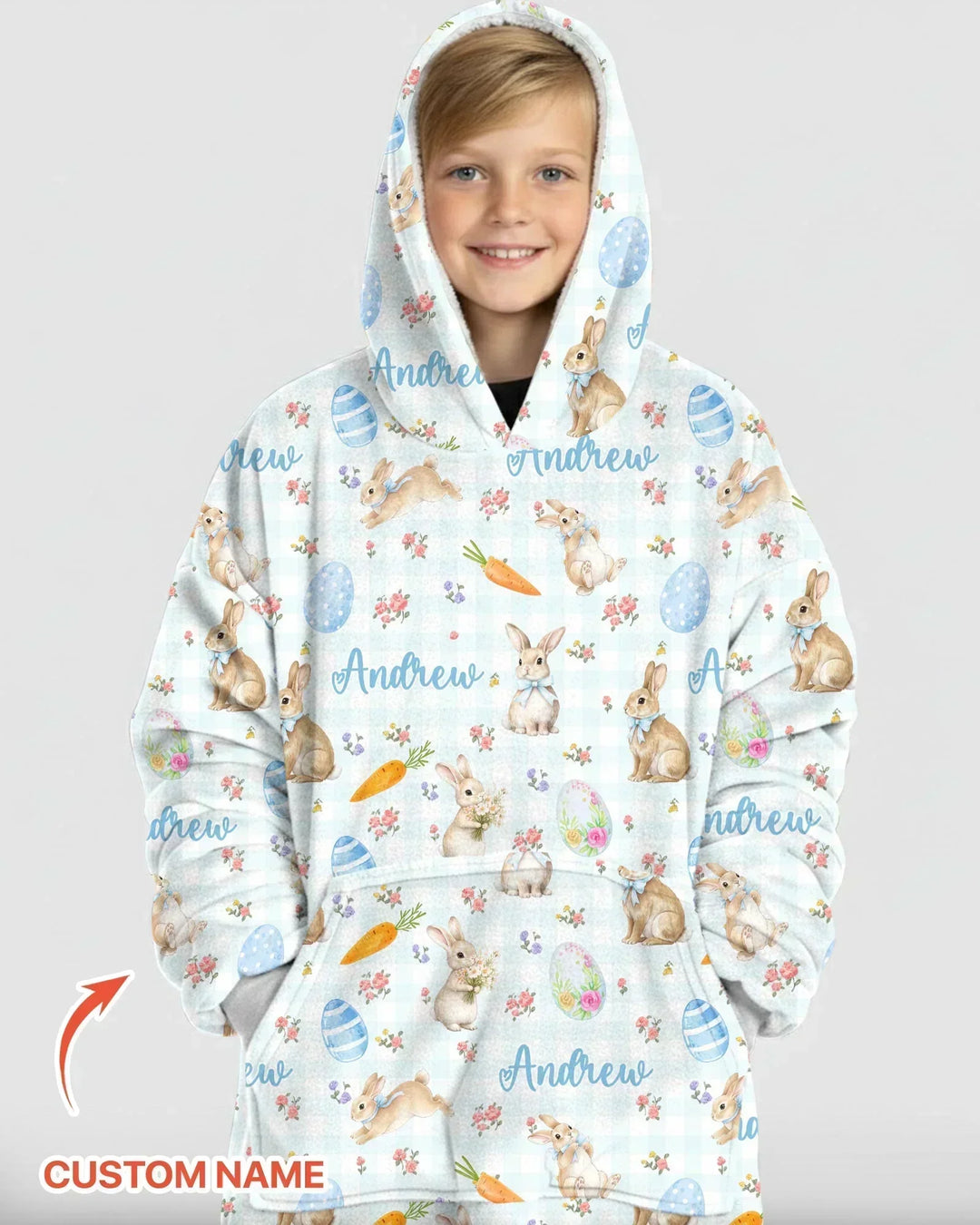Personalisierte Bunny Garden Bambus Decken-Hoodie