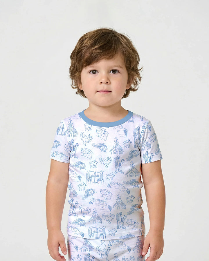 Psalm 23 Sketch Bamboo Two Piece Short Sleeve Shorts Pajama Set