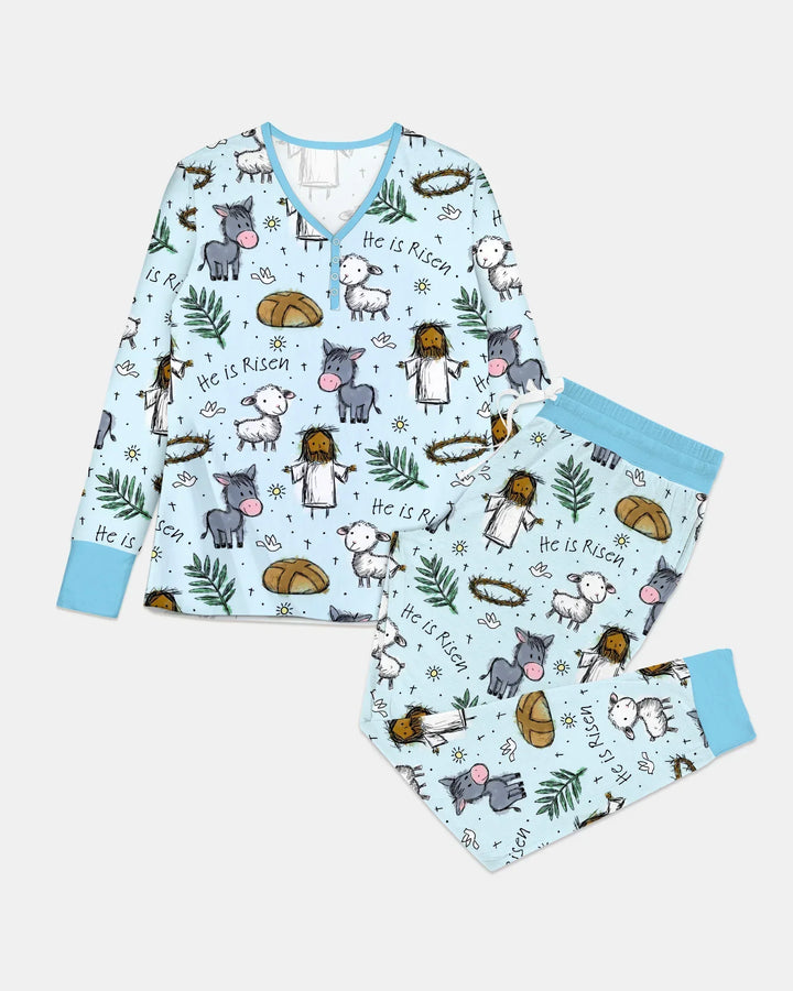He Is Risen Easter Family Matching Bamboo Women Pajama Set