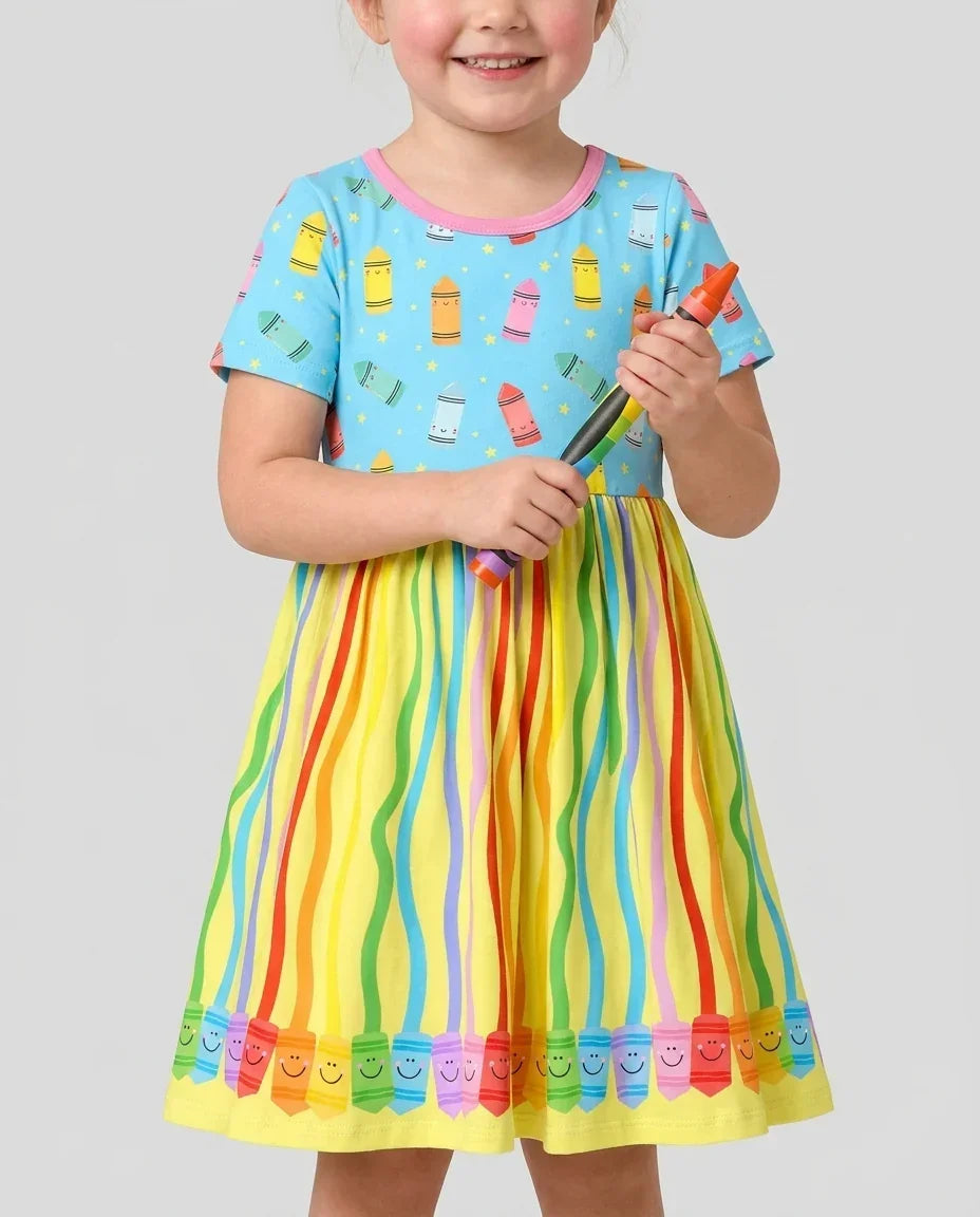 Happy Crayon Friends Bamboo Twirl Dress