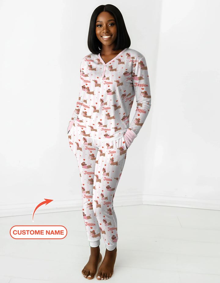 Damen-Pyjama-Set mit personalisiertem Haustierfoto für Weihnachten