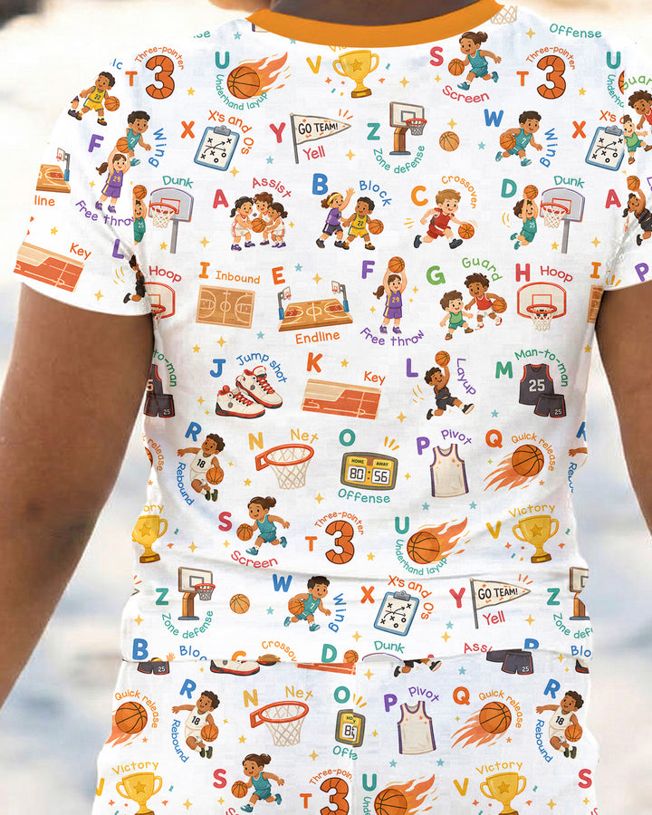 Basketball Alphabet Bamboo Two Piece Short Sleeve Pajama Set