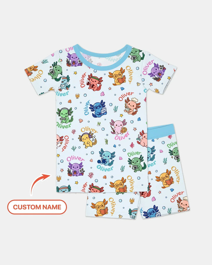 Zweiteiliges Pyjama-Set mit kurzen Ärmeln und Shorts im Sommer-Design