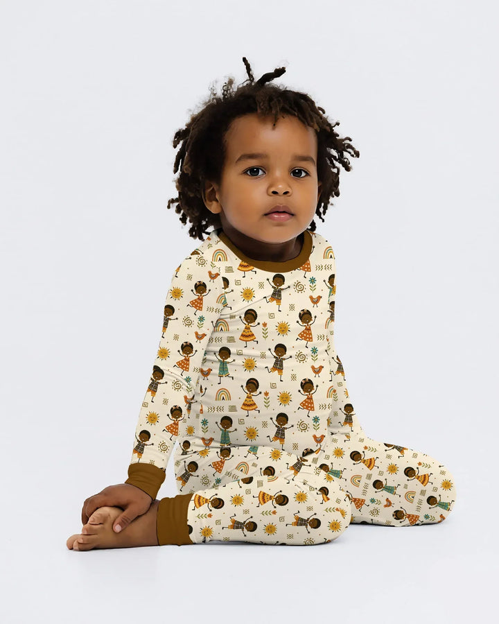 Zweiteiliges Langarm-Pyjama-Set mit Sommerfrüchten