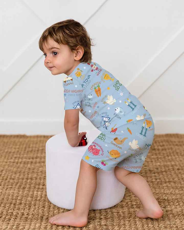 Schlafanzug-Set zweiteilig, kurze Ärmel, kurze Hose, Bambus