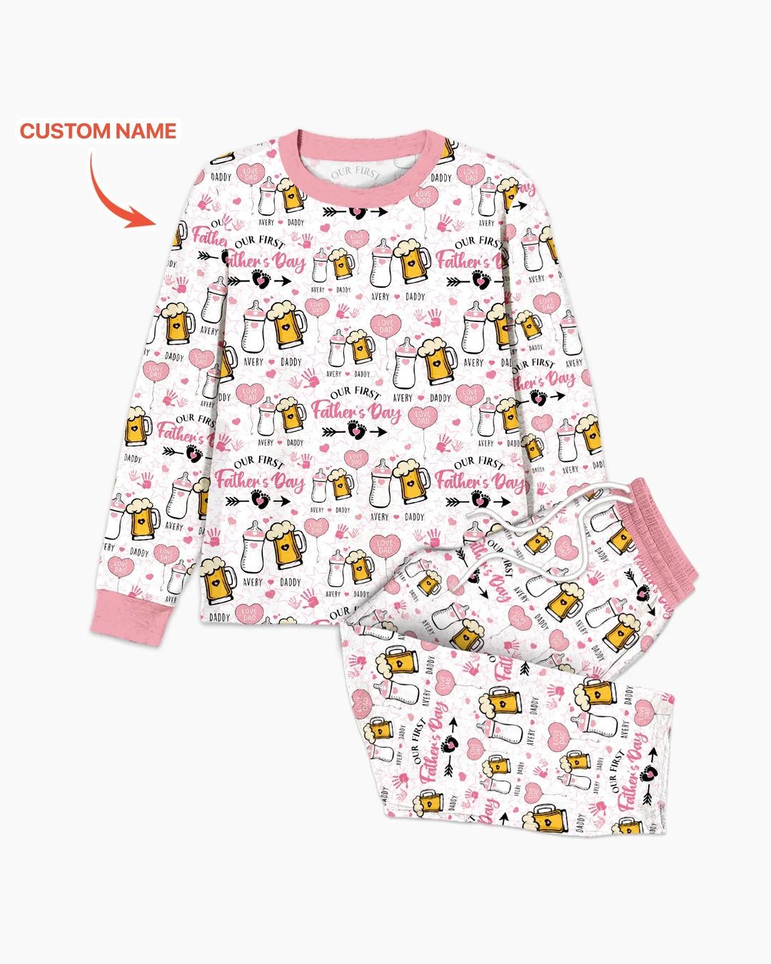 Custom Name First Father's Day Drink Bamboo Men's Pajama Set