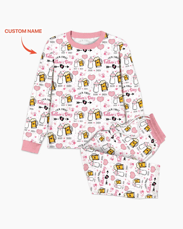Custom Name First Father's Day Drink Bamboo Men's Pajama Set