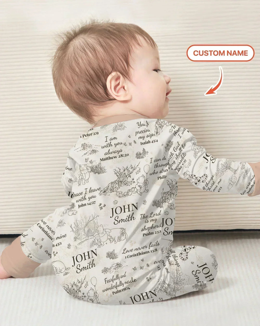 Classic Bear Bible Verse Custom Name Bamboo Convertible Zippy