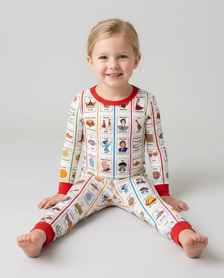 Zweiteiliges Langarm-Pyjama-Set mit Sommerfrüchten